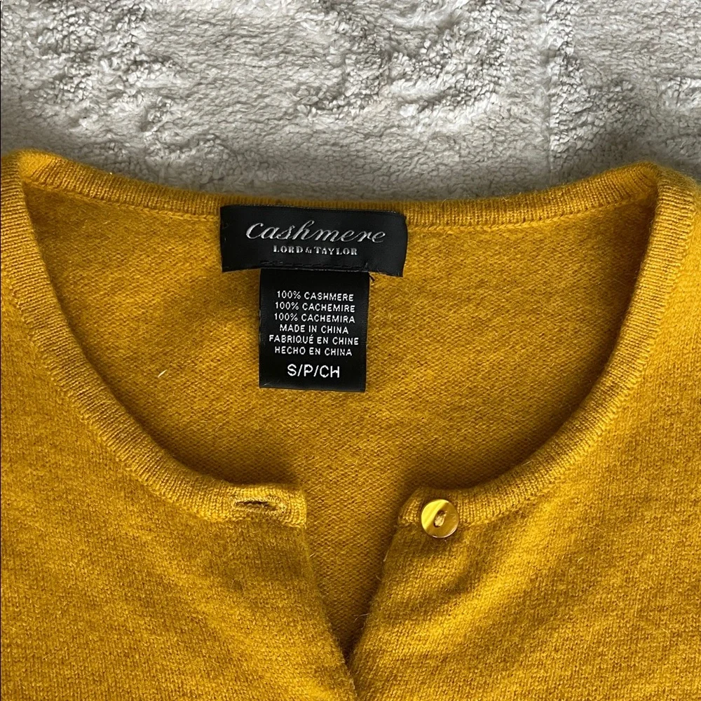 Cashmere Mustard Yellow Women's Cardigan - Picture 3 of 3